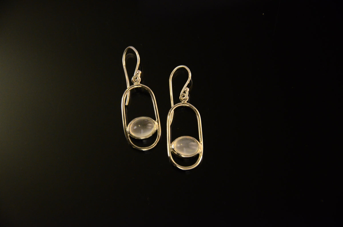 Oval earrings featuring moonstone