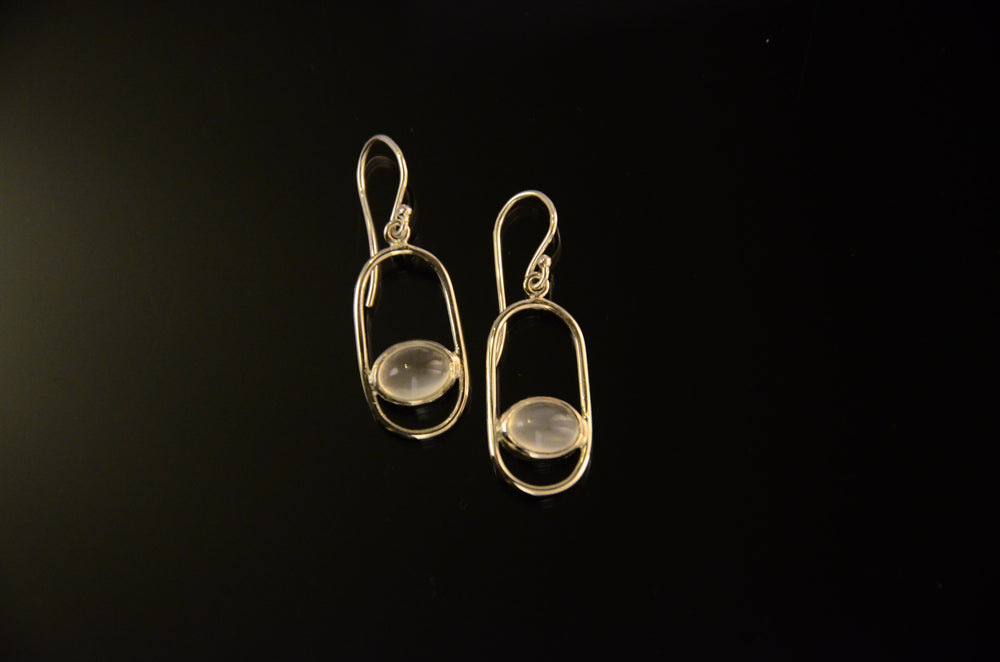 Oval earrings featuring moonstone